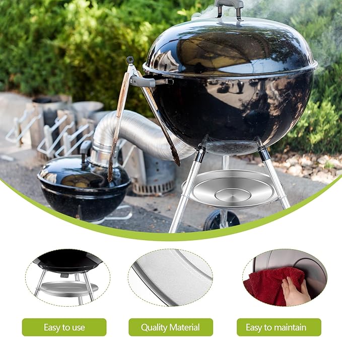 2 Pcs 13-1/2" Diameter Ash Catcher Pan Ash Pan for Charcoal Grill Compatible with Weber for Grill Replacement Parts