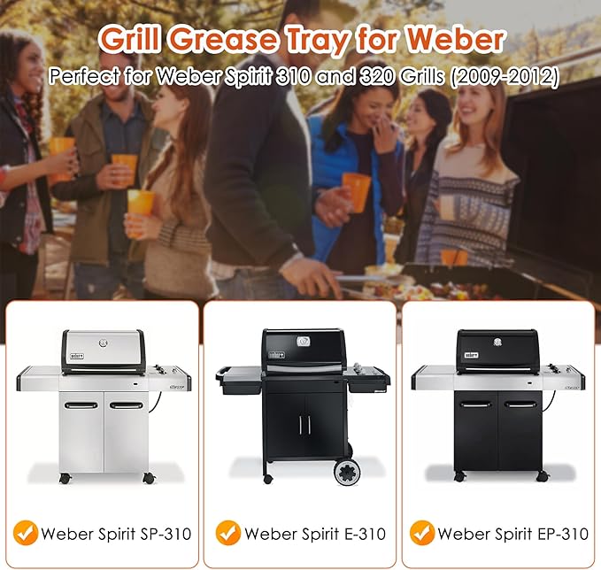 91354 Grease Tray for Weber Spirit 310 and 320 Series Grills with Side Control Panel, Drip Pan Tray for Weber Spirit E-310 E-320 (Made in 2009 and 2012), Grease Tray for Weber 91354 Parts