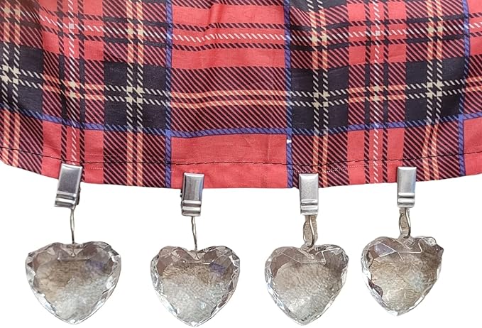 TwoFish Home Set of 4 Crystal Heart Tablecloth Clamps Crystal Heart Handicraft Tablecloth Clips Pack of 4