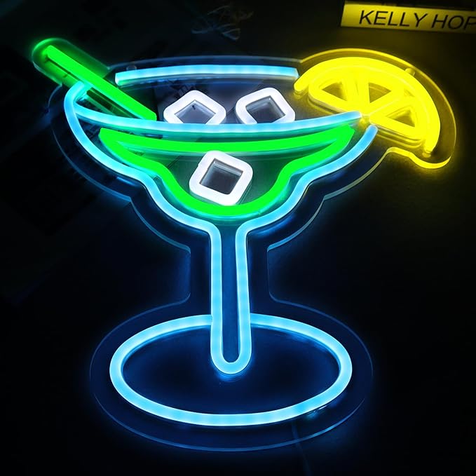 JFLLamp Cocktail Neon Signs for Wall Decor Neon Lights for Bedroom Led Business Signs Suitable for Man Cave Bar Pub Restaurant Christmas Gift Art