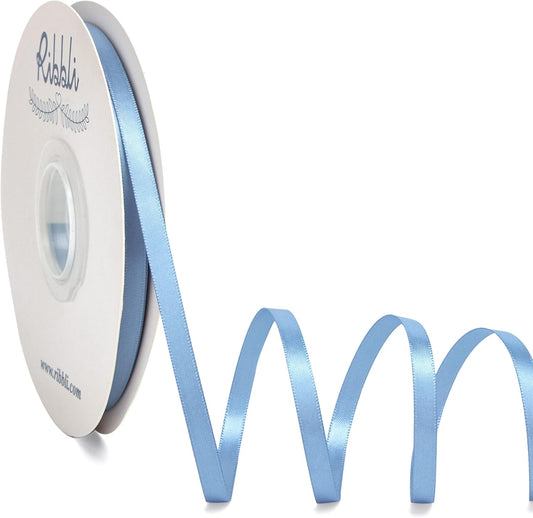 Ribbli Dusty Blue Satin Ribbon,Double Faced Satin 1/4 inch x Continuous 50 Yards,Dusty Blue Ribbon Use for Bows Bouquet,Gift Wrapping,Wedding Decoration,Floral Arrangement