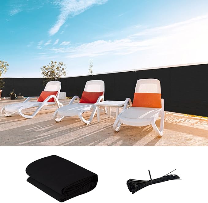 LOVE STORY Custom Size 3.3'x15' Black Balcony Privacy Screen,UV Block Privacy Fence Screen,90% Shield for Outdoor Pool Garden Apartment Railing
