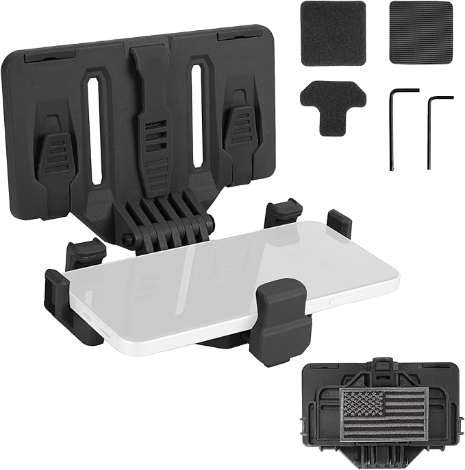 Tactical Phone Holder Available in Full Size Plate Carrier Phone Mount Adjust Nylon Molle Phones Holder for Tactical,Car,Office (Black)