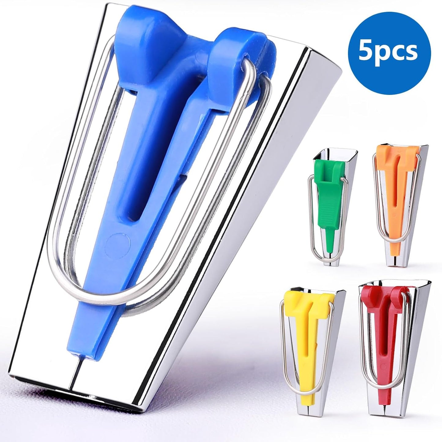 Jeimier 5 Sizes Bias Tape Makers, Upgraded Bias Binding Tape Making Tool for Fabric Quilting Sewing, Quickly Customize, Solidly Bias Quilting Tool, 1/4IN 3/8IN 1/2IN 3/4IN 1IN