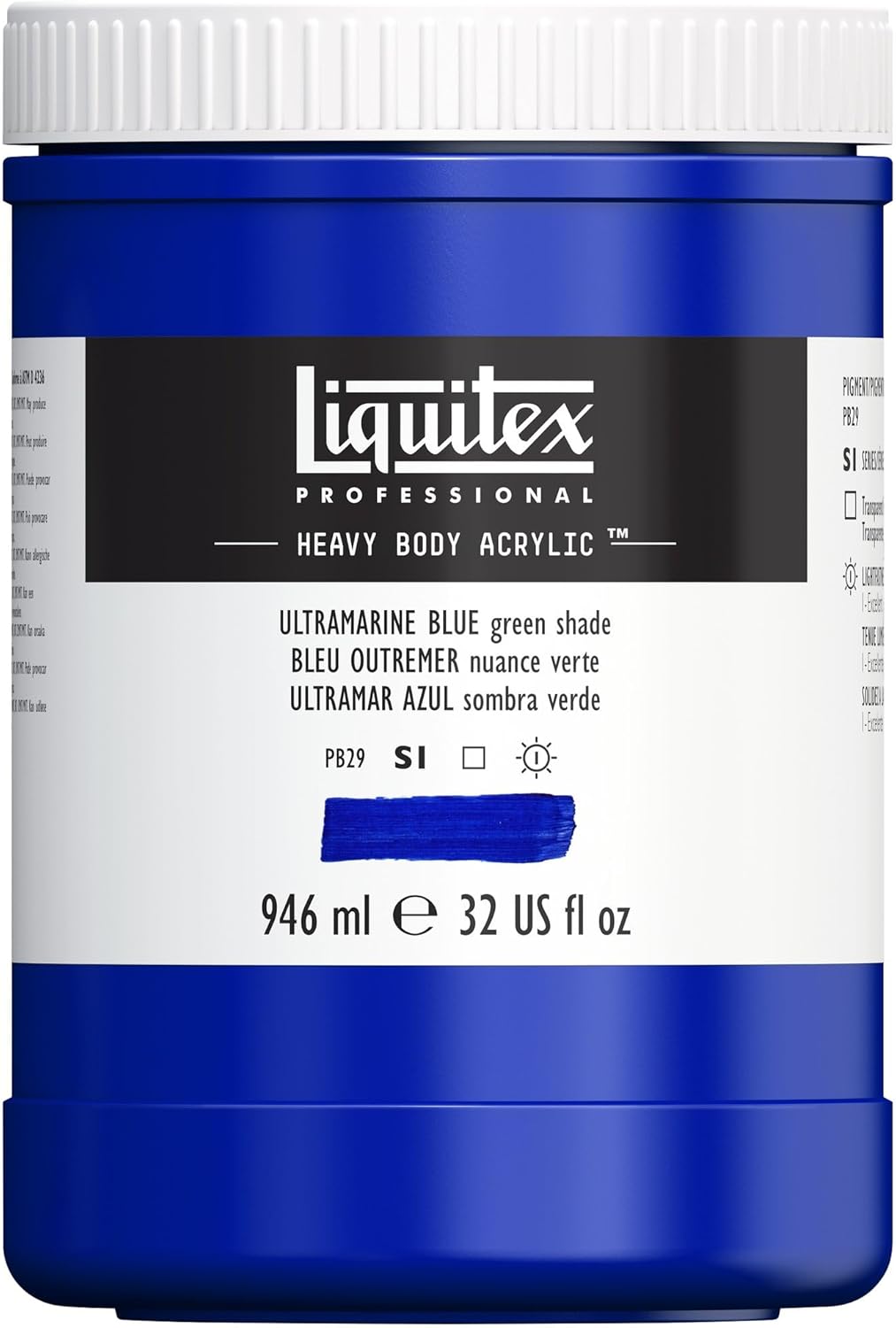 Liquitex Professional Heavy Body Acrylic Paint, 32-oz (946ml) Pot, Ultramarine Blue (Green Shade)