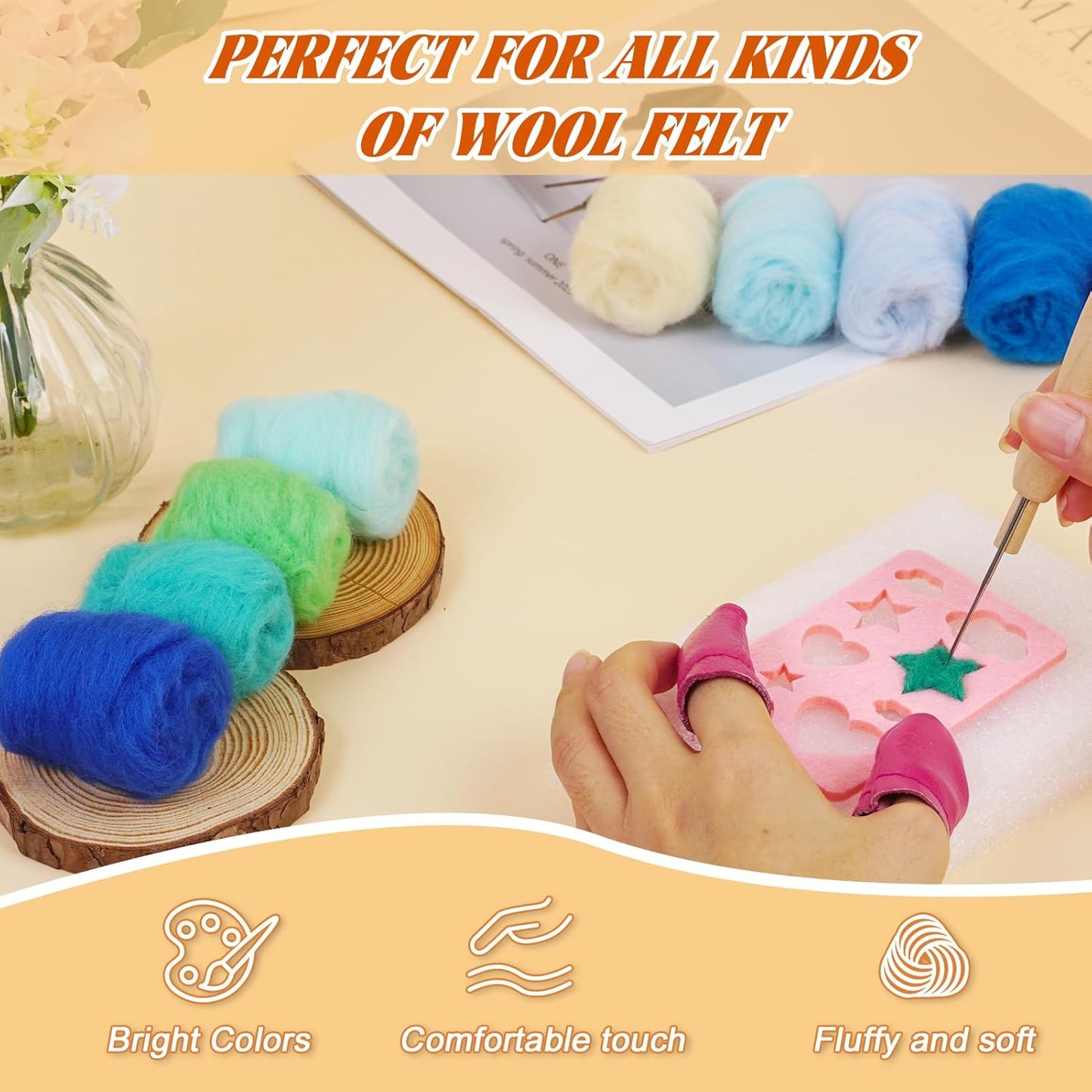 Catopia Needle Felting Kit,Needle Felting Starter Kit,Wool Roving 40Colors Set,Wool Felt Tools for Felted Animal Needle Felting Supplies,Needle Felting Tools Kit,Children’s Day (40c fleting kit)