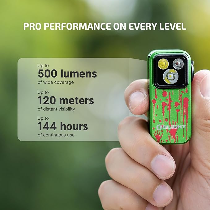OLIGHT Oclip Pro EDC Flashlight Clip-on Light, Rechargeable 500 Lumens with Three Lighting Solutions Type-C Charging, Magnetic Flash Lights for Signaling, Cycling, Outdoor or Indoor Use(Zombie Green)