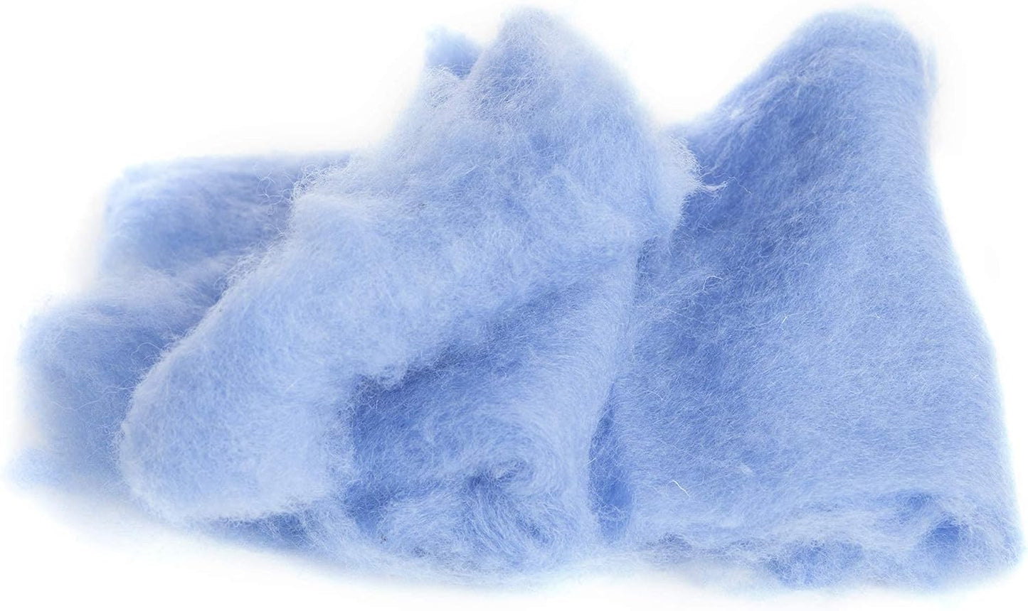 Desert Breeze Distributing Maori Wool Carded Batting, 100% Natural New Zealand Wool Made by DHG in Italy for Needle Felting, 3.5 OZ, 27 Micron, Color Cornflower Blue