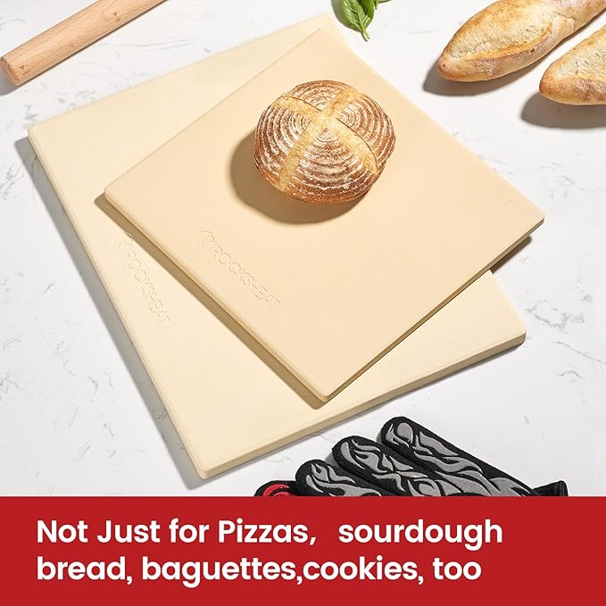 20"x 13.5" Pizza Stone, Cordierite Pizza Pan for Oven Grill and BBQ, Rectangular Large Baking Stone for Bread, Durable Cooking Stone, Thermal Shock Resistant