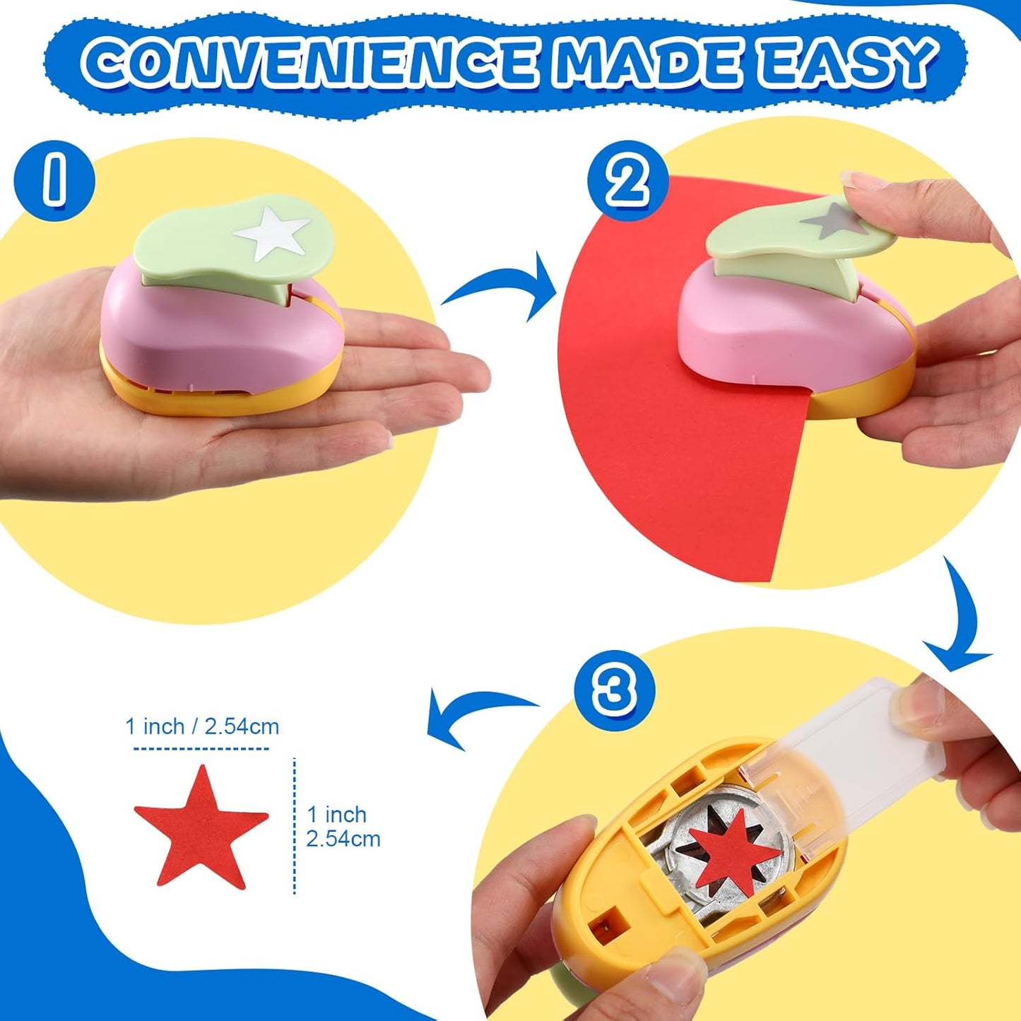 Harloon 10 Pcs Craft Hole Punch Shapes 1 Inch Paper Punch Hole Mix Shapes Cutters for Paper Crafting Scrapbooking Kids Teacher Office Supplies(Classic)