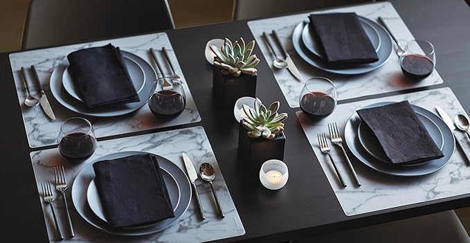 modern-twist 14 x 16 Silicone Placemat, BPA, PVC-Free Table Mat, Dishwasher Safe, Marble Print in Gray, Pack of 1