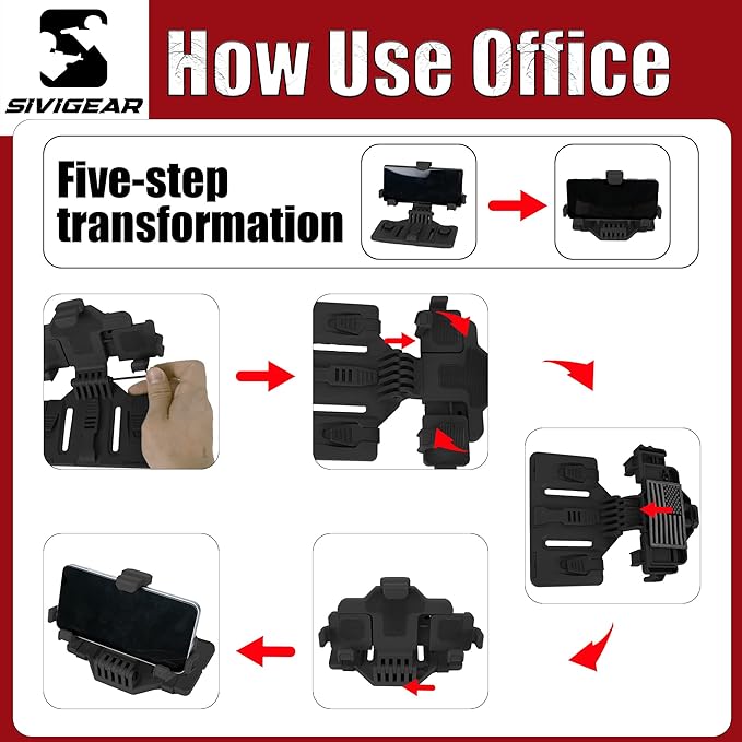 Tactical Phone Holder Available in Full Size Plate Carrier Phone Mount Adjust Nylon Molle Phones Holder for Tactical,Car,Office (Black)