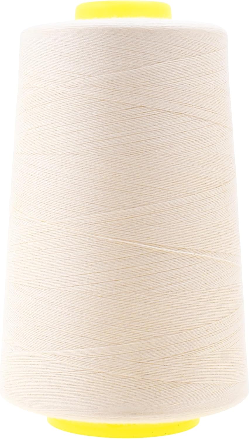 Mandala Crafts 4 Pack of Serger Threads Cones Spools - 40S/2 24000 Yards Polyester Ivory Threads for Sergers Machine and Overlock Quilting Sewing Machine