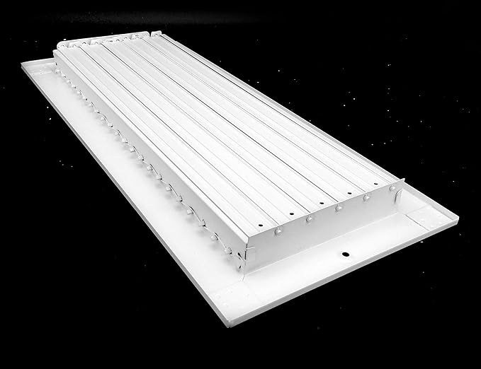 16 inch w x 6 inch h Adjustable AIR Supply Diffuser - HVAC Vent Cover Sidewall or Ceiling - Grille Register - High Airflow - White [Outer Dimensions: 17.75 inch w X 7.75 inch h]