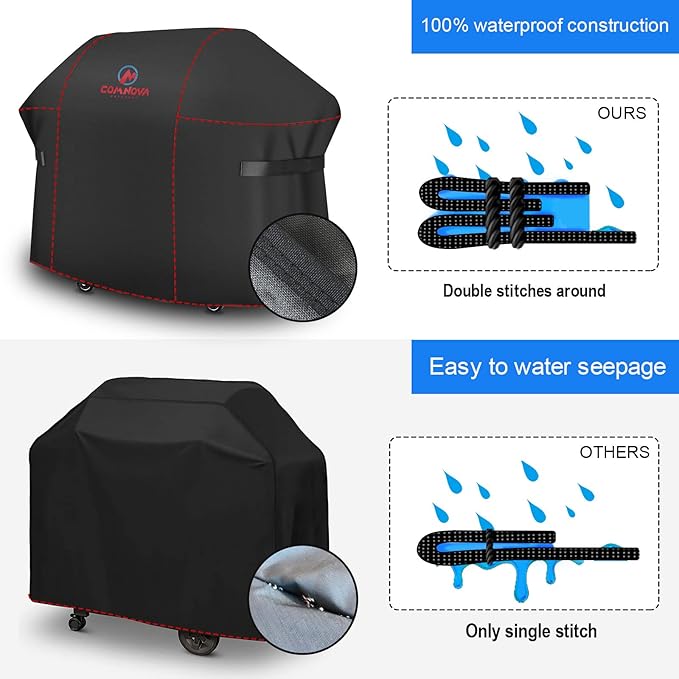 Comnova Grill Cover 75 Inch, 7109 BBQ Cover for Weber Summit 600 Series 6 Burner Grills, 600D Heavy Duty & Waterproof Barbeque Cover for Weber, Char-Broil, Monument, Brinkmann, Dyna-glo, and Nexgrill
