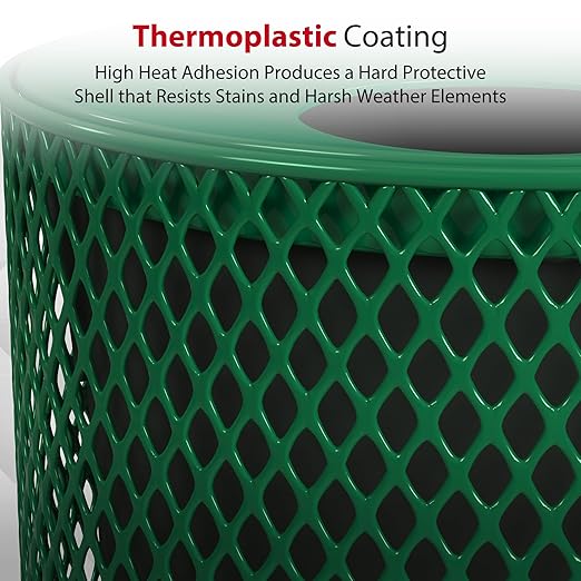 Leisure Craft Heavy-Duty 32 Gallon Receptacle, Portable, Liner Included, Made with Heavy-Gauge Metal and a Durable Thermoplastic Coating, Commercial Outdoor Park Receptacle, Made in The USA