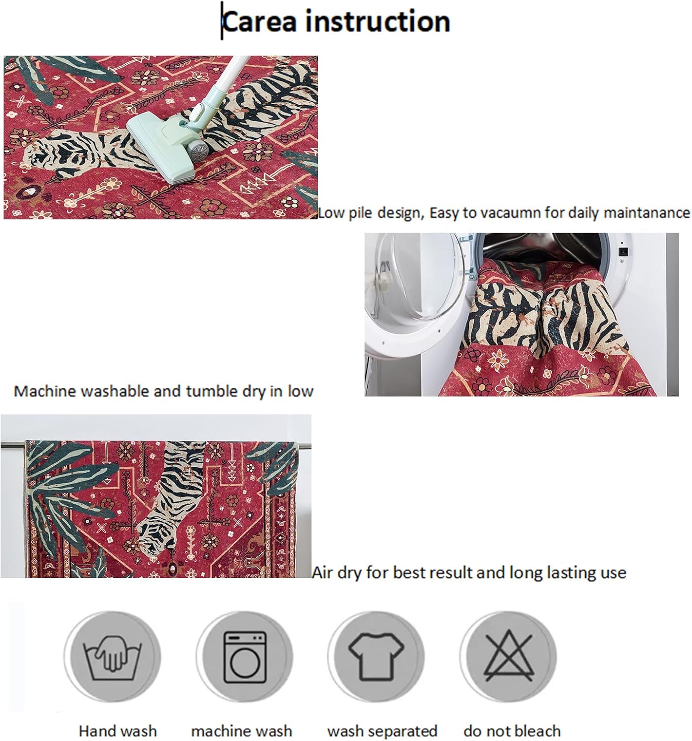 Tribal Rugs Summer Tropical 6x9 Area Rugs Wine Red Traditional Boho Vintage Oriental Rug Carpet for Bedroom Kitchen Dining Living Room Indoor Entryway Washable