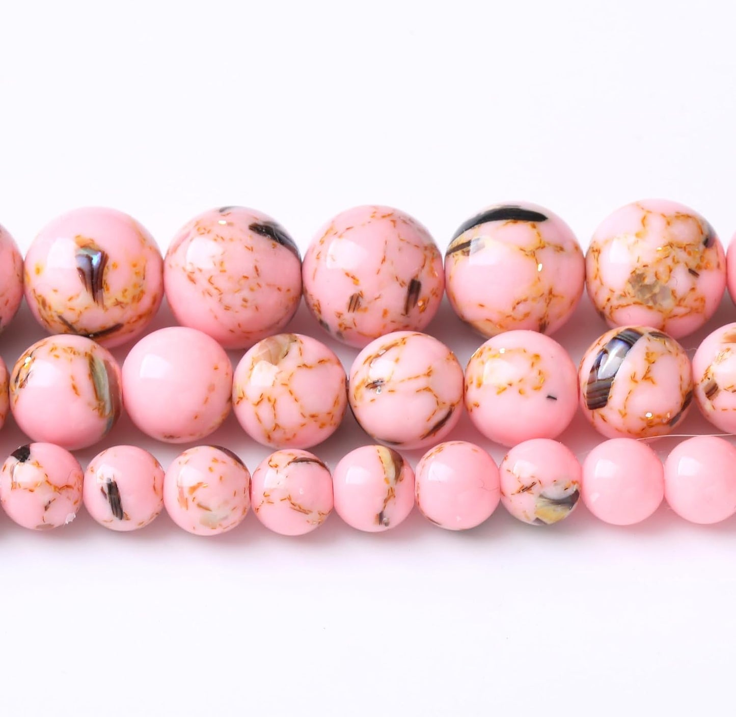4MM Pink Shell Turquoise Beads with Mother-of-Pearl Round Loose Natural Gem Beads for Jewelry Making - 15