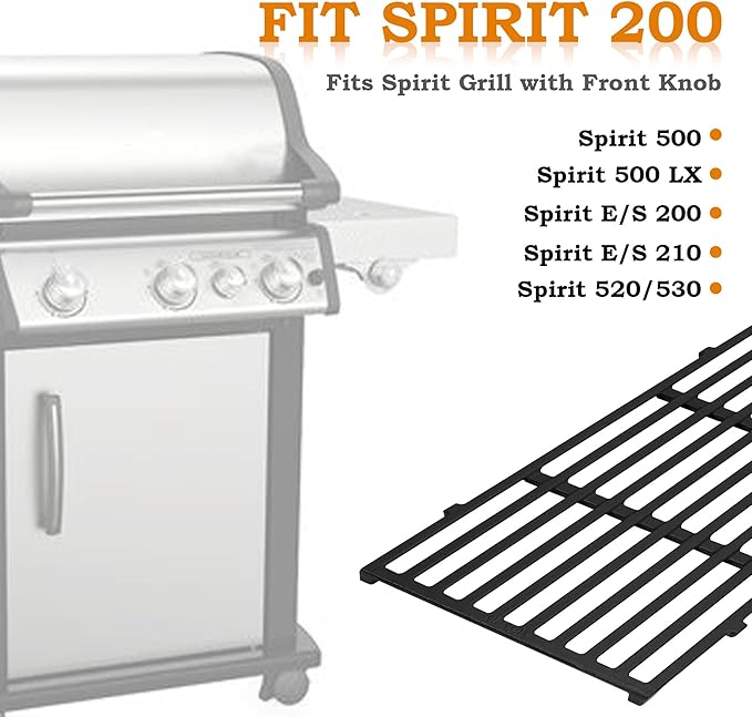 17.5 inch Grill Grates for Weber Spirit Grill Parts, Spirit 200 Series Parts E210 E215 E220 S210 S220 S215 Gas Grill Cooking Grids, Cast Iron Grill Grates Replacement for Weber 7637 64815
