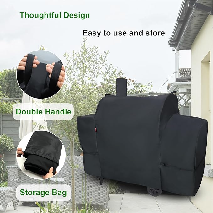 Outdoor Grill Cover for Royal Gourmet CC2036F Barrel Charcoal Grill, Cover Geny Waterproof 600D Heavy Duty BBQ Grill Cover, Charcoal Smoker Grill Covers Fit Royal Gourmet CC Series Grills.
