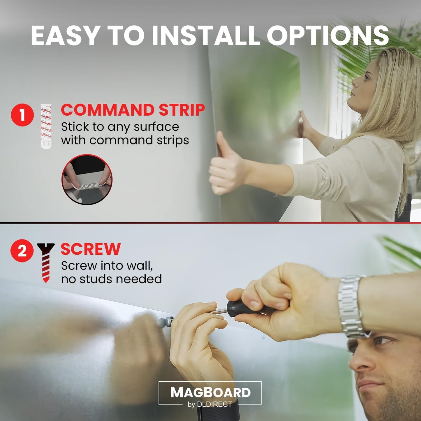 Diamond Life Magnetic Board - Memo & Vision Board for Home, Office, and Classroom - Magnet Board for Kids - Pre-drilled Mounting Screws Included (Black 24"x36")