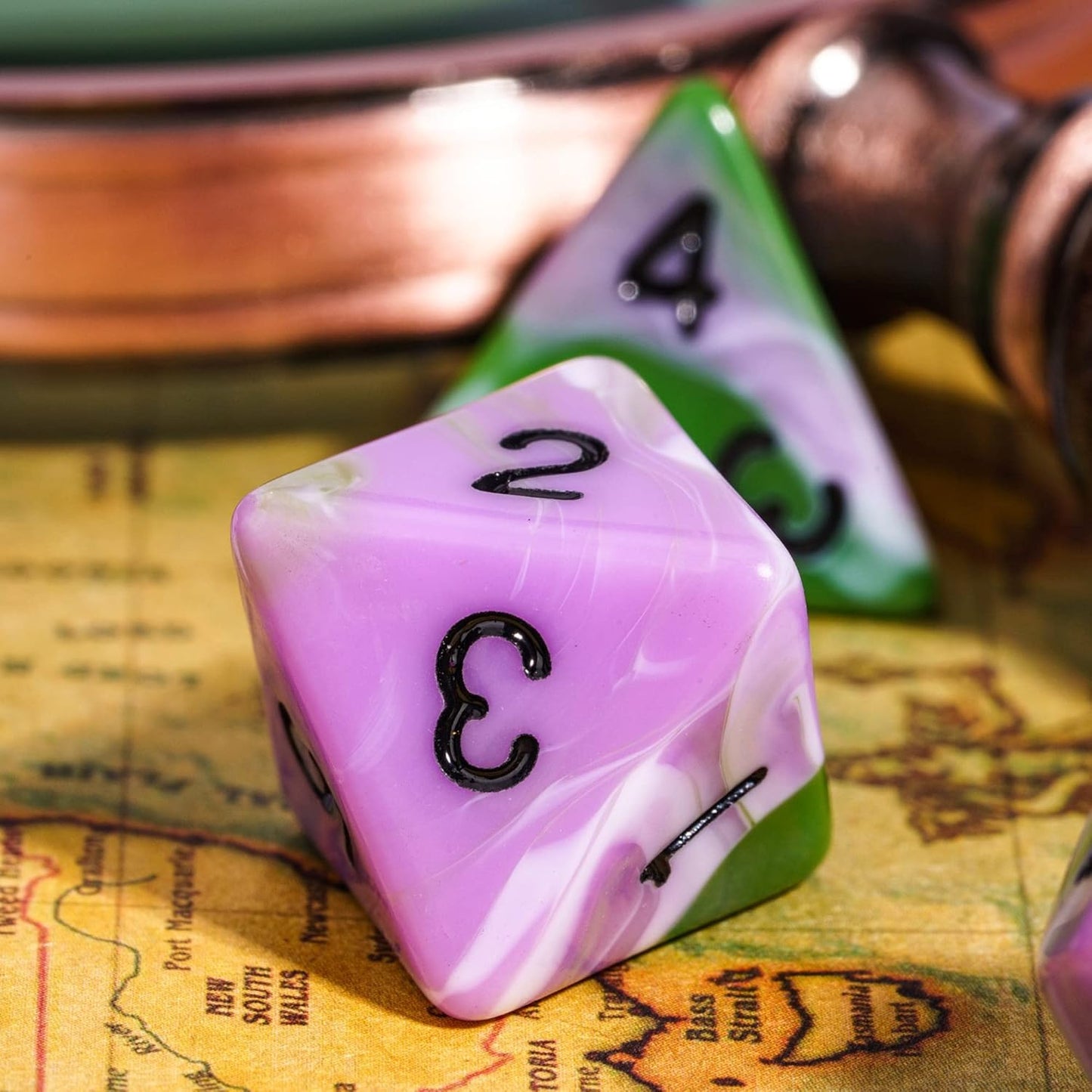 7-Die DND Dice Set Polyhedral Dice Set with a Leather Dice Bag, D&D Dice Set for Dungeons and Dragons, RPG Table Games (Tricolor GPW)