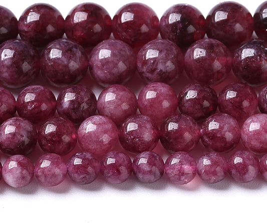 90PCS 8MM Natural Stone Kunzite Purple Jade Beads Round Loose Beads for Jewelry Making Bracelet 2 Strands 32"