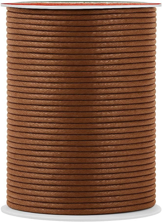 Mandala Crafts 2mm 109 Yards Russet Brown Cotton Waxed Cord for Jewelry Making Bracelet Cord Waxed String - Beading String Thread Jewelry Cords for Necklaces String