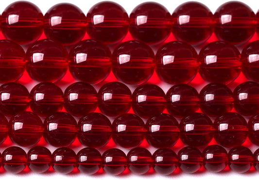 10mm Garnet Red Glass Crystal Beads Smooth Round Stone Beads with Energy Power for DIY Jewlery Bracelets Making 76pcs 2 Strands 32"