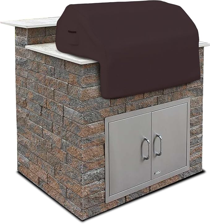 Covers & all Built-in Outdoor Grill Cover, Durable 12 Oz Waterproof Cover Max Material with Air Pocket & Elastic for Snug Fit (57" W x 27" D x 26" H Inches, Coffee)
