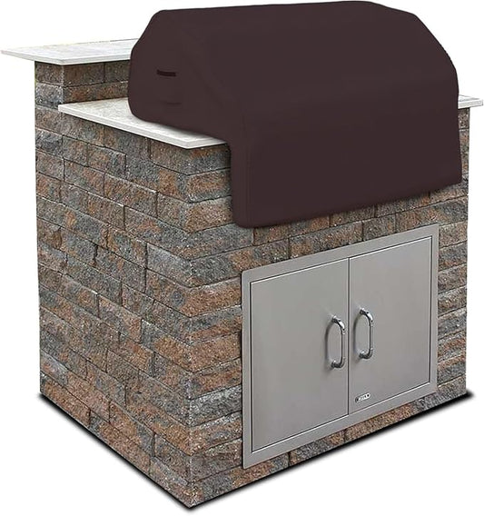 Covers & all Built-in Outdoor Grill Cover, Durable 12 Oz Waterproof Cover Max Material with Air Pocket & Elastic for Snug Fit (57" W x 27" D x 26" H Inches, Coffee)
