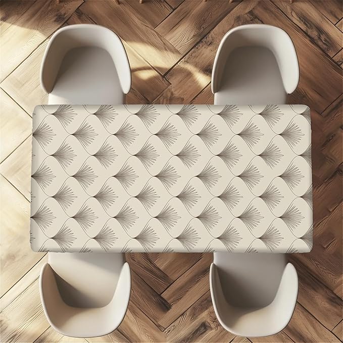 Rectangle Table Cloth Cover Waterproof Elastic Fitted Polyester Fitted Tablecloths for 6 Foot Tables for Indoor,Picnic, Camping, Outdoor （72" x 30"，Sector Geometry）