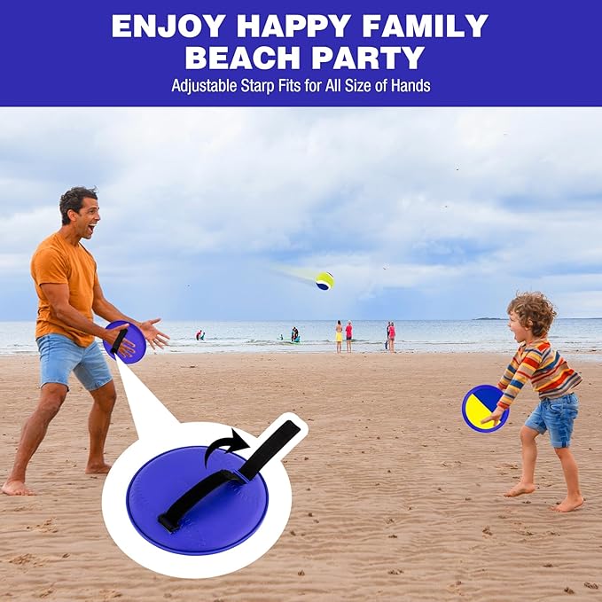 Ayeboovi Toss and Catch Ball Set Beach Pool Outdoor Toys Games for Kids Ages 3 4 5 6 7 8+ Year Old Boys Girls Birthday Gifts Stocking Stuffers for Boys Girls Ball Catch Game 2 Paddles 2 Balls Upgraded