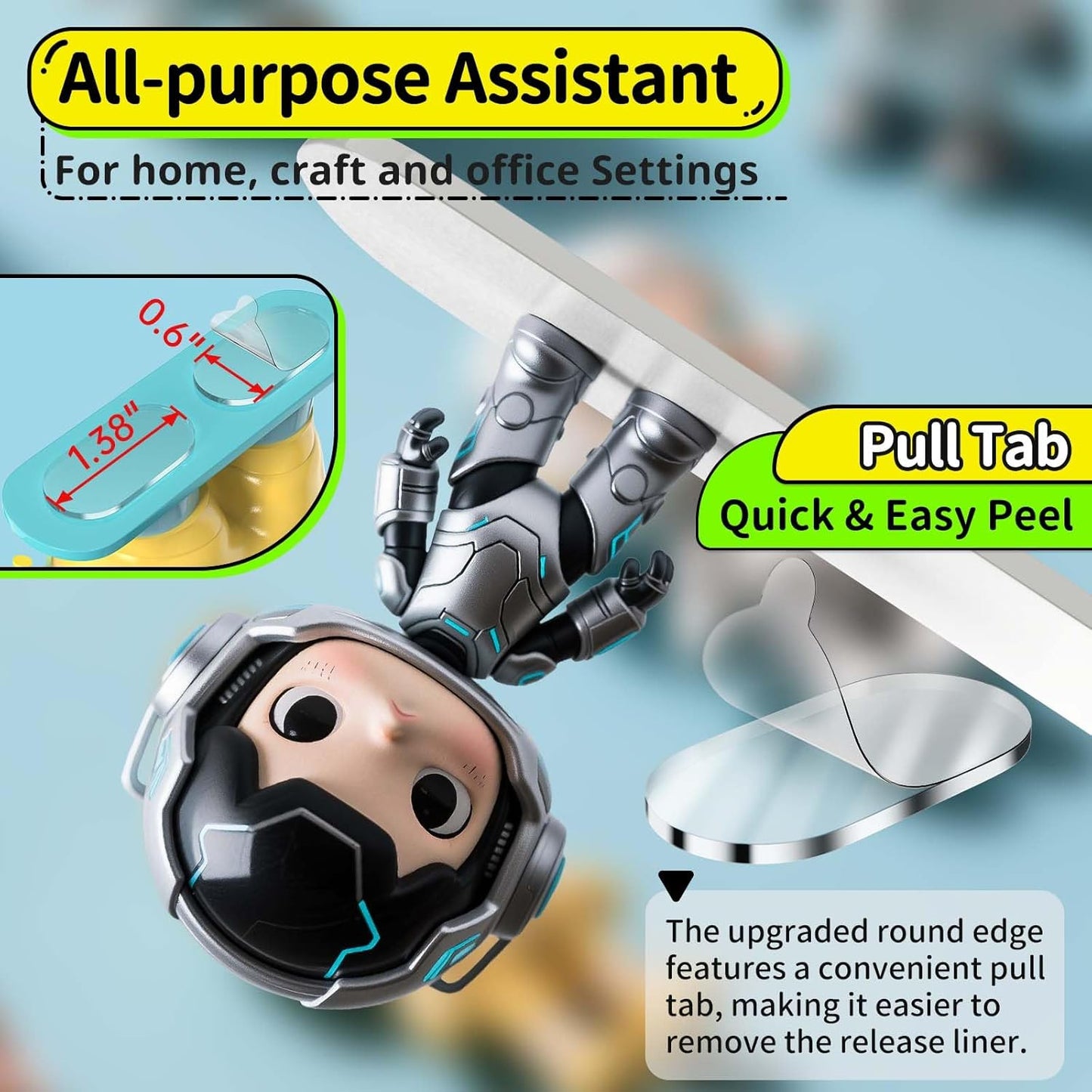 Upgraded Mounting Putty with Pull Tab, Removable Museum Tape Sticky Double Sided Adhesive Dots No Trace for Poster, 182 Pcs 0.6" x 1.38"