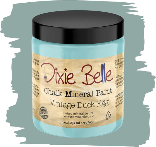 Dixie Belle Paint Company Chalk Finish Furniture Paint - Vintage Duck Egg (8oz) - Matte Light Blue Chic Chalk Mineral DIY Furniture Paint