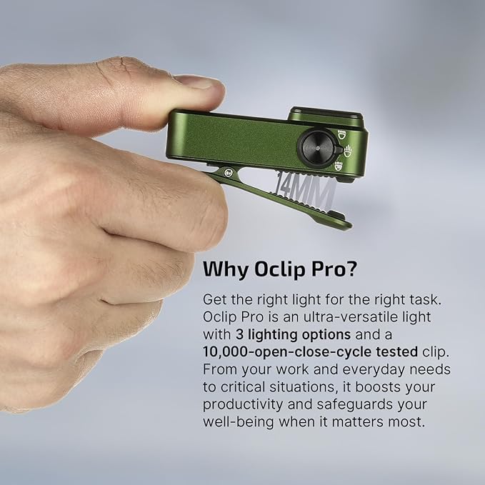 OLIGHT Oclip Pro EDC Flashlight Clip-on Light, Rechargeable 500 Lumens with Three Lighting Solutions Type-C Charging, Magnetic Flash Lights for Signaling, Cycling, Outdoor or Indoor Use(OD Green)
