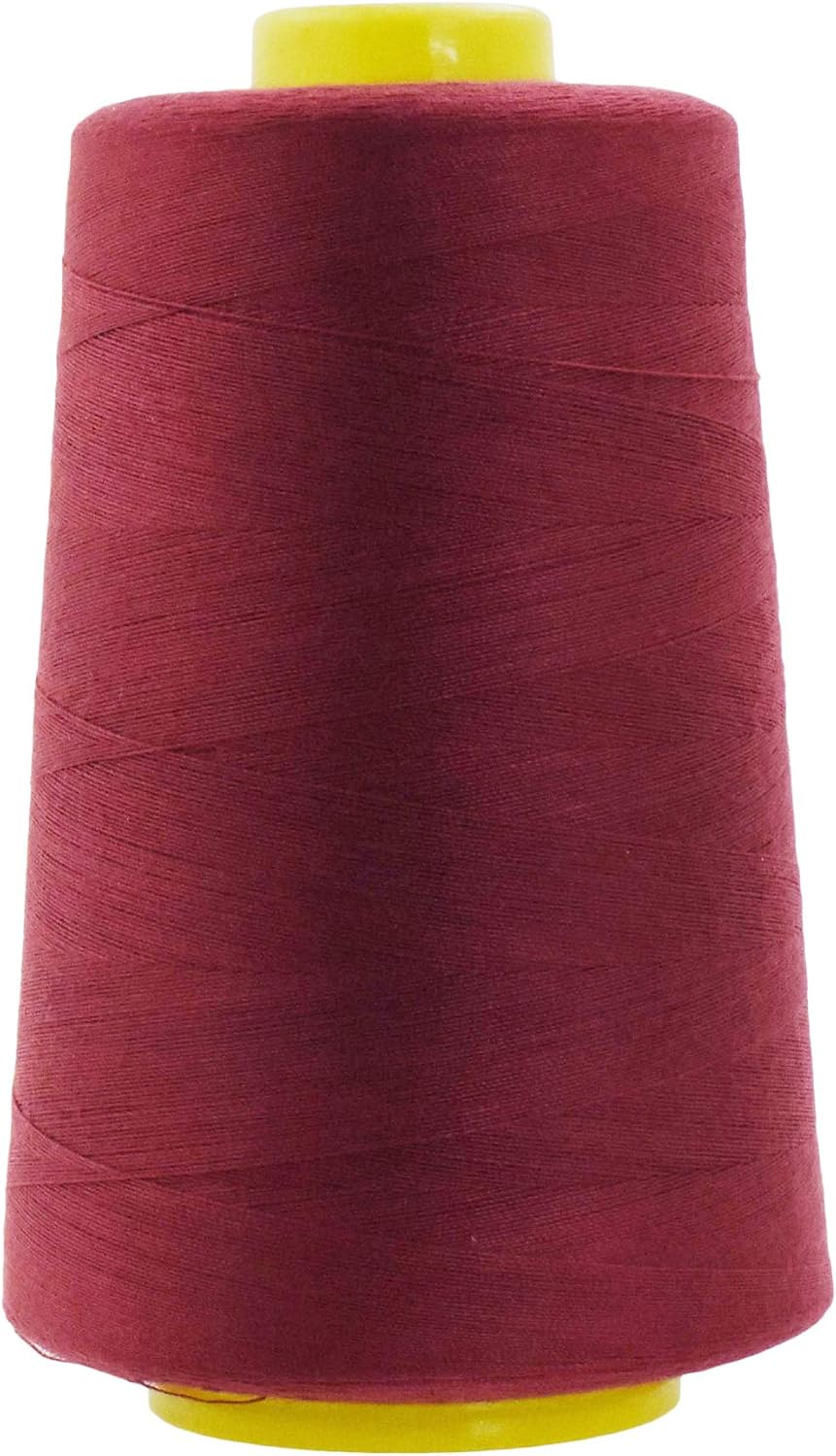 Mandala Crafts 4 Pack of Serger Threads Cones Spools - 20S/2 24000 Yards Polyester Maroon Threads for Sergers Machine and Overlock Quilting Sewing Machine