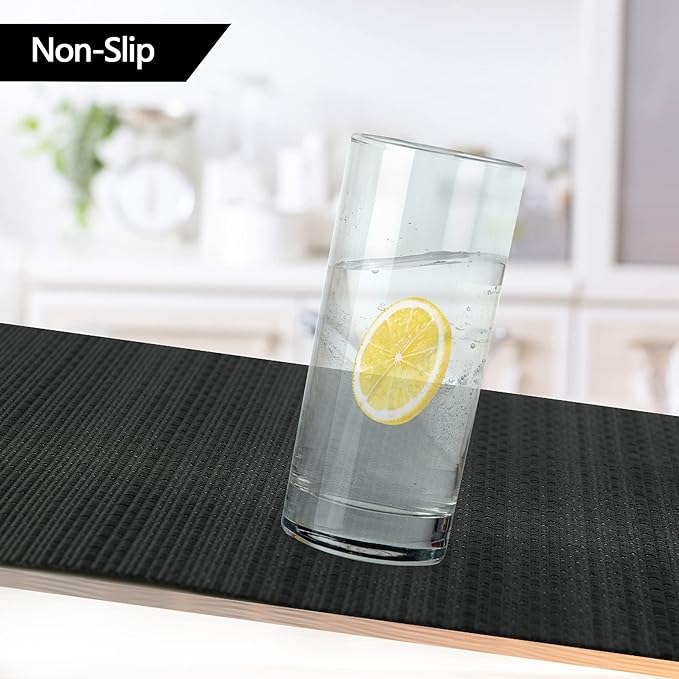 SLKQG Black Placemats Set of 4 - Easy Clean Washable Vinyl Placemats - Wipeable Heat Proof Table Mats for Dining Table - 17x12 Inch (Pure Black, 4)