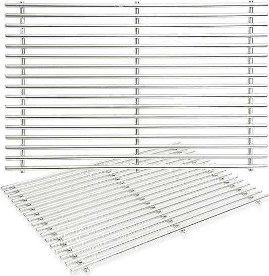 J&HYBBQ 19.5" Stainless Steel Grill Grates Replacement for Weber Genesis 300 Series Grills (2007-2016) - 17 Solid Rods, 9MM Thick, Non-Stick & Rust-Resistant Cooking Grates