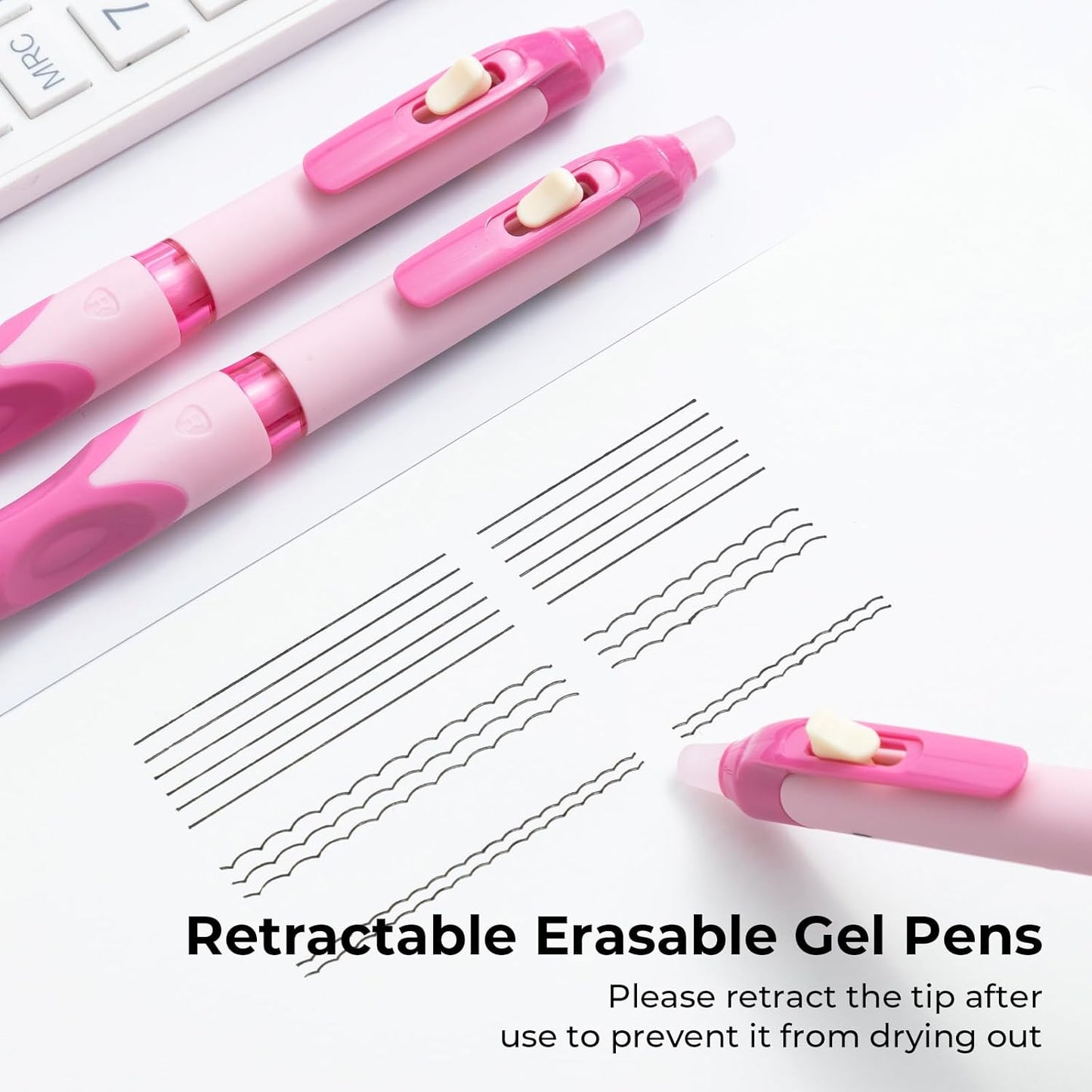 M&G 3 PCS Retractable Erasable Gel Pens, 0.5mm Black Ink Gel Pen, Fine Point Erasable Pen Make Mistakes Disappear, Premium Comfort Grip Note Taking and Crossword Puzzles
