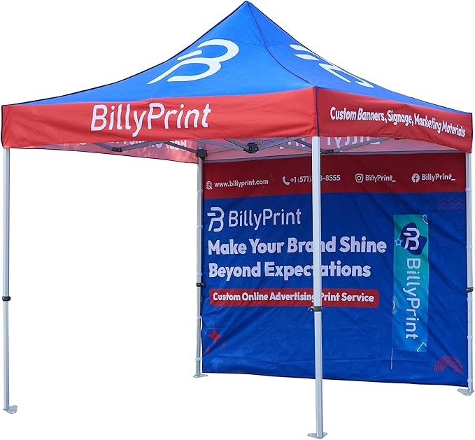 Custom Canopy Tent Top with Logo 10x10 | Pop Up Vendor Tent for Trade Shows, Events | Full-Color Printing | Optional Walls or Heavy-Duty Aluminum Frame | Waterproof UV Fabric | Expedited Service