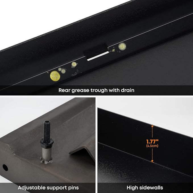 Stanbroil 17 Inch Flat Top Griddle Replacement Top for Blackstone 17" Tabletop Griddle Station, Ceramic Coated Steel Griddle Top Replacement with Rear Grease System, Black