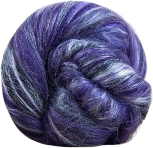 Revolution Fibers – Constellation Range Roving (8 Ounces) | Multicolored Tonal Blend of 70% Dyed Merino and 30% Tussah Silk Combed Top | Soft Fiber for Felting, Spinning, Knitting (Taurus Purple)