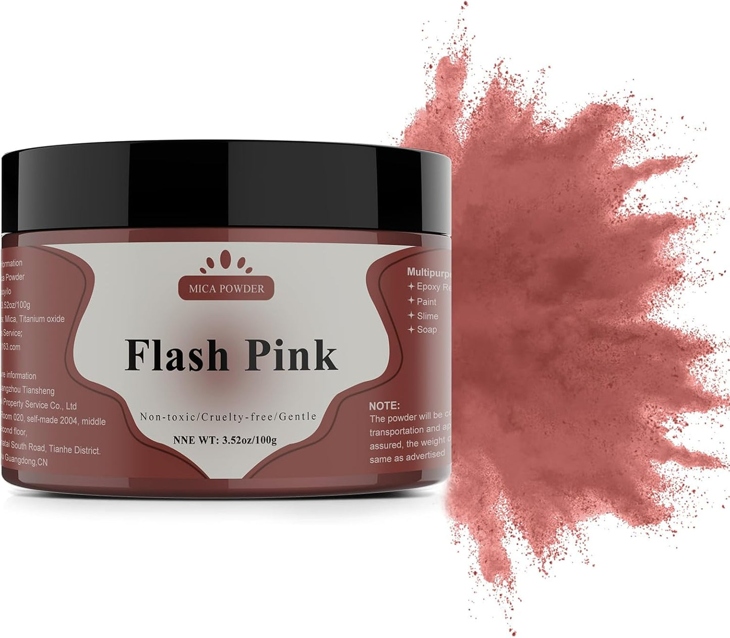 Mica Powder - 100g Mica Powder for Epoxy Resin - Metallic Color Pigment for Resin, Soap, Bath Bombs, Eye Shadow, Nails, DIY Crafting Projects etc. (Flash Pink)