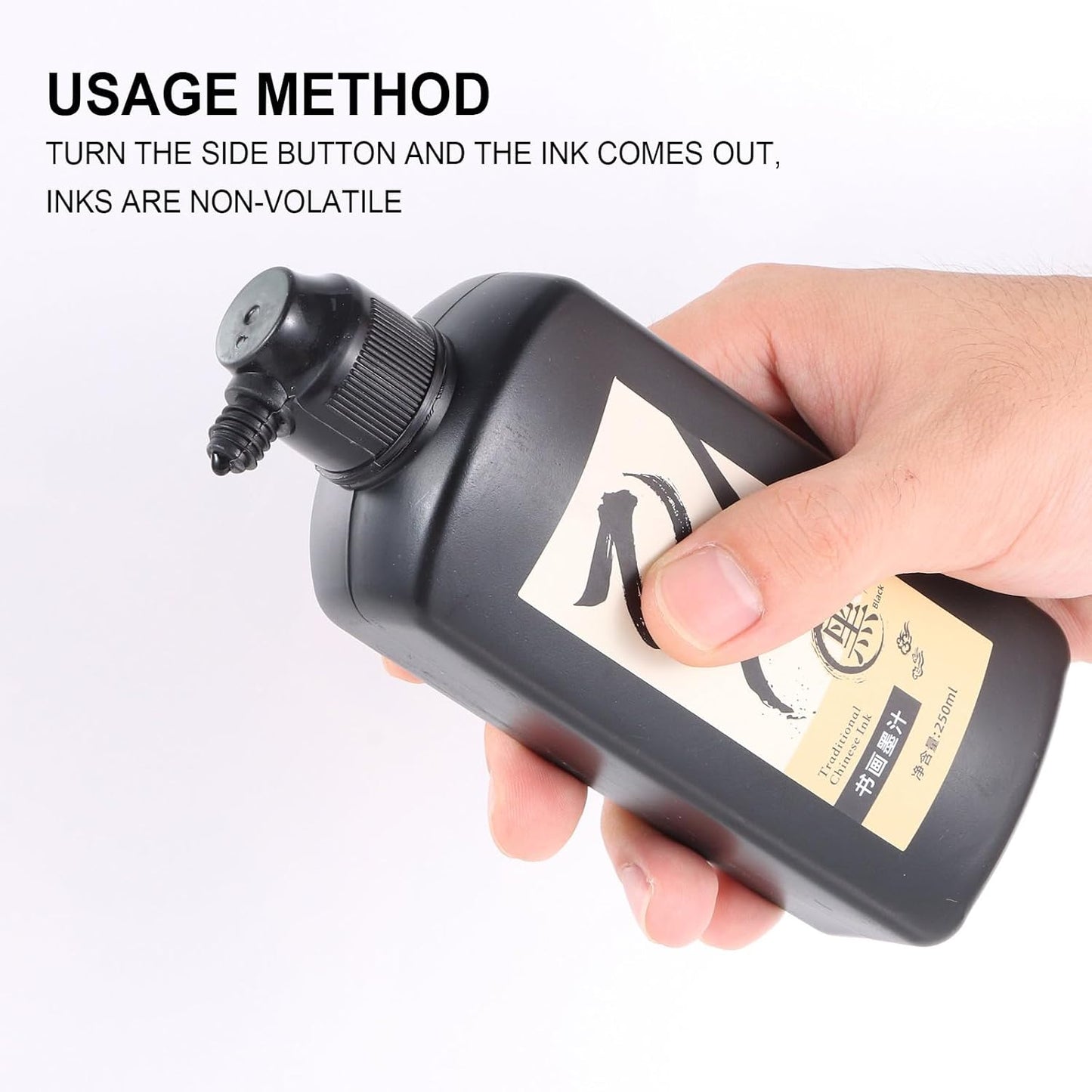 250 ML/8.8 OZ Calligraphy Ink - Versatile Elegance Chinese Brush Ink for Beginner Practice Traditional Art Works and Japanese Brush Black Ink