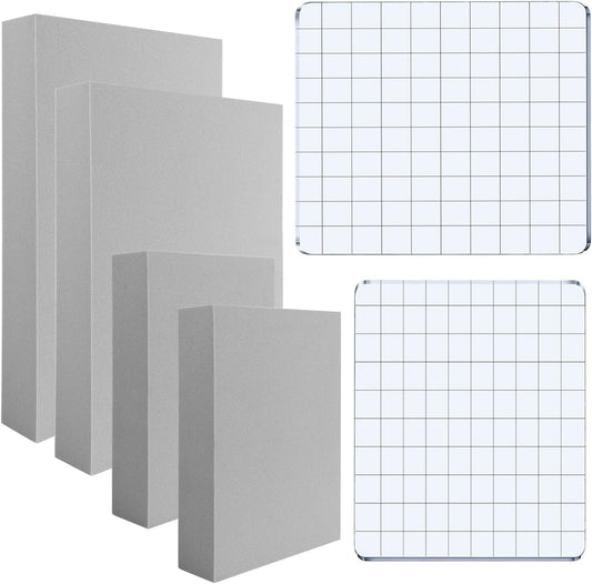 BAOFALI 8 Pcs Stamping Foam Grey Moldable Foam with Acrylic Stamp Block Stamps Plastic Pad Cut and Dry Foam Stamping Foam Block for Sculpture, Modeling, DIY Arts and Handicrafts Projects