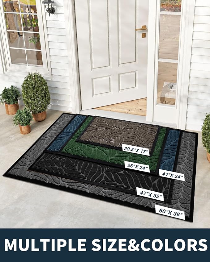 Yimobra 36x24 Large Door Mat Outdoor Indoor, All-Season Waterproof Door Mat Outside Entrance, All-Weather Non-Slip Outside Doormat for Garage Patio Entryway, Blue