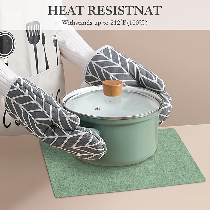 Faux Leather Heat Resistant Christmas Placemats Set of 4 – Waterproof Oilproof Wipeable Dining PU Vinyl Place Mat Easy Clean Table Mats for Kitchen/Dining/Party/Holiday, Dark Green