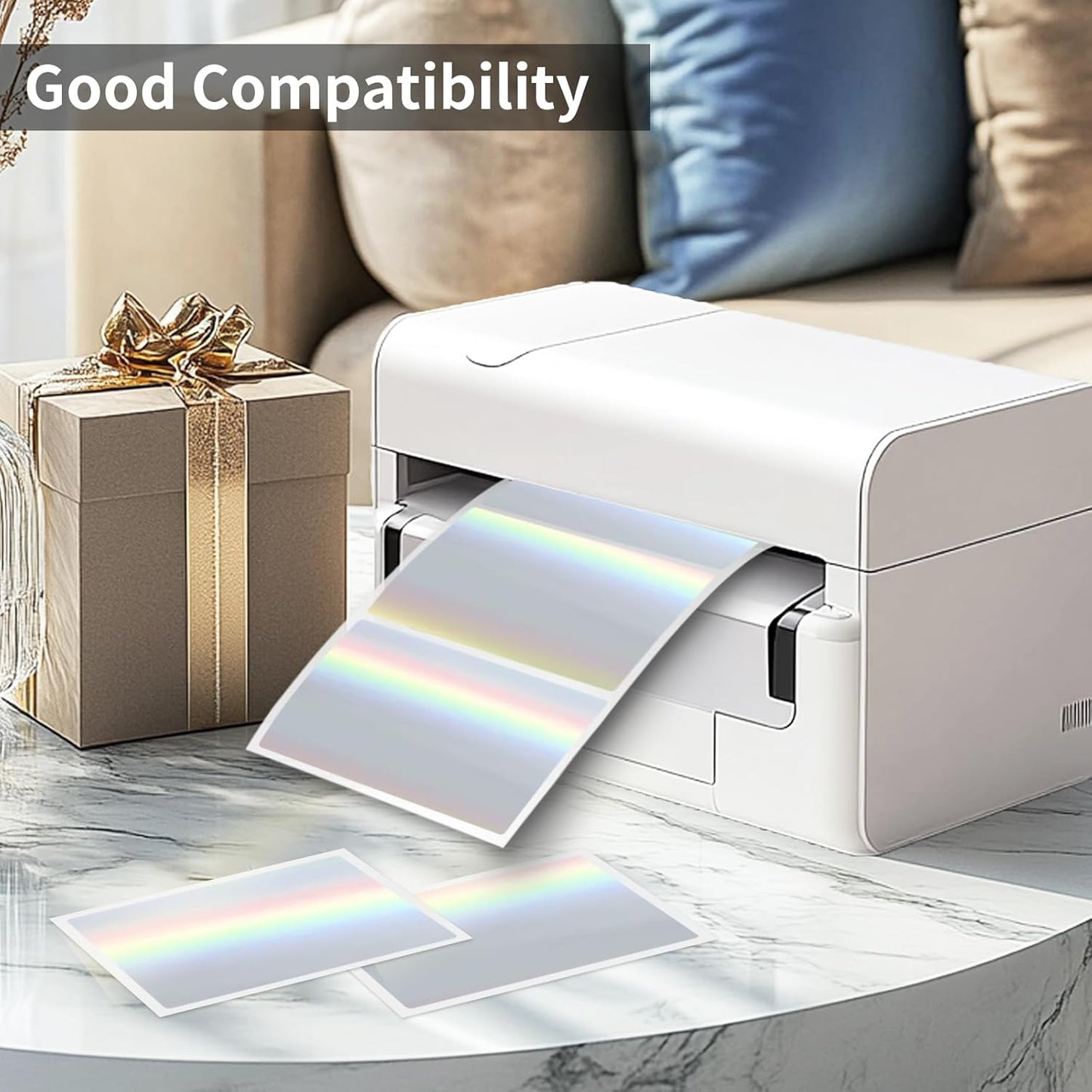 2" x 3" Holographic Thermal Label Stickers,Printable Rainbow Glitter Thermal Printer Sticker Labels for Gift Wrapping, Self-Adhesive Name Price Tag DIY Custom Logo Design (280 pcs)