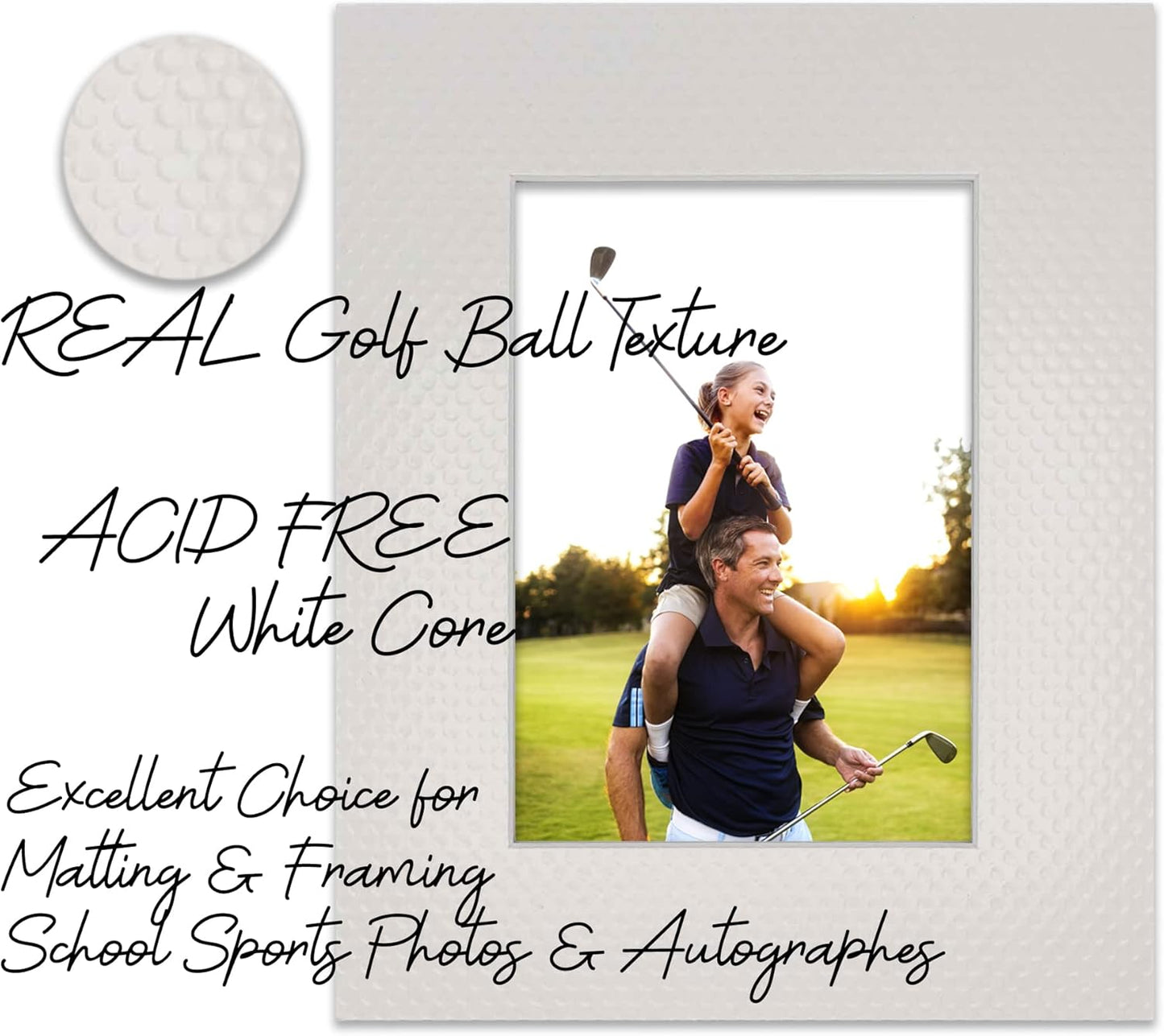 Pack of 25 Acid Free 11x14 Mats Bevel Cut for 8.5x11 Photos - Golf Ball Texture Precut Matboards With Backing Boards and Clear Photo Mat Bags For Pictures, Photos, Framing - 4-ply Thickness
